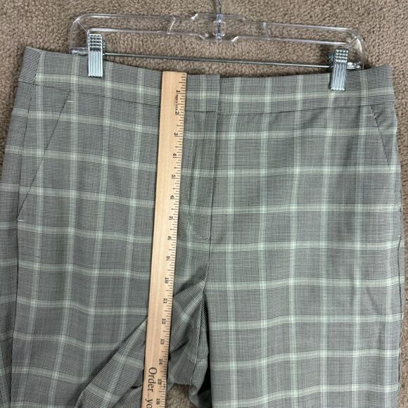 J. Crew Kate Straight Pants Women's 12 Green Plaid Italian Stretch Wool Trousers - Picture 6 of 12